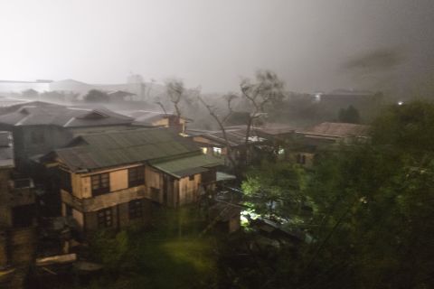 Strong winds and rain batter buildings in Tuguegarao City on September 15.