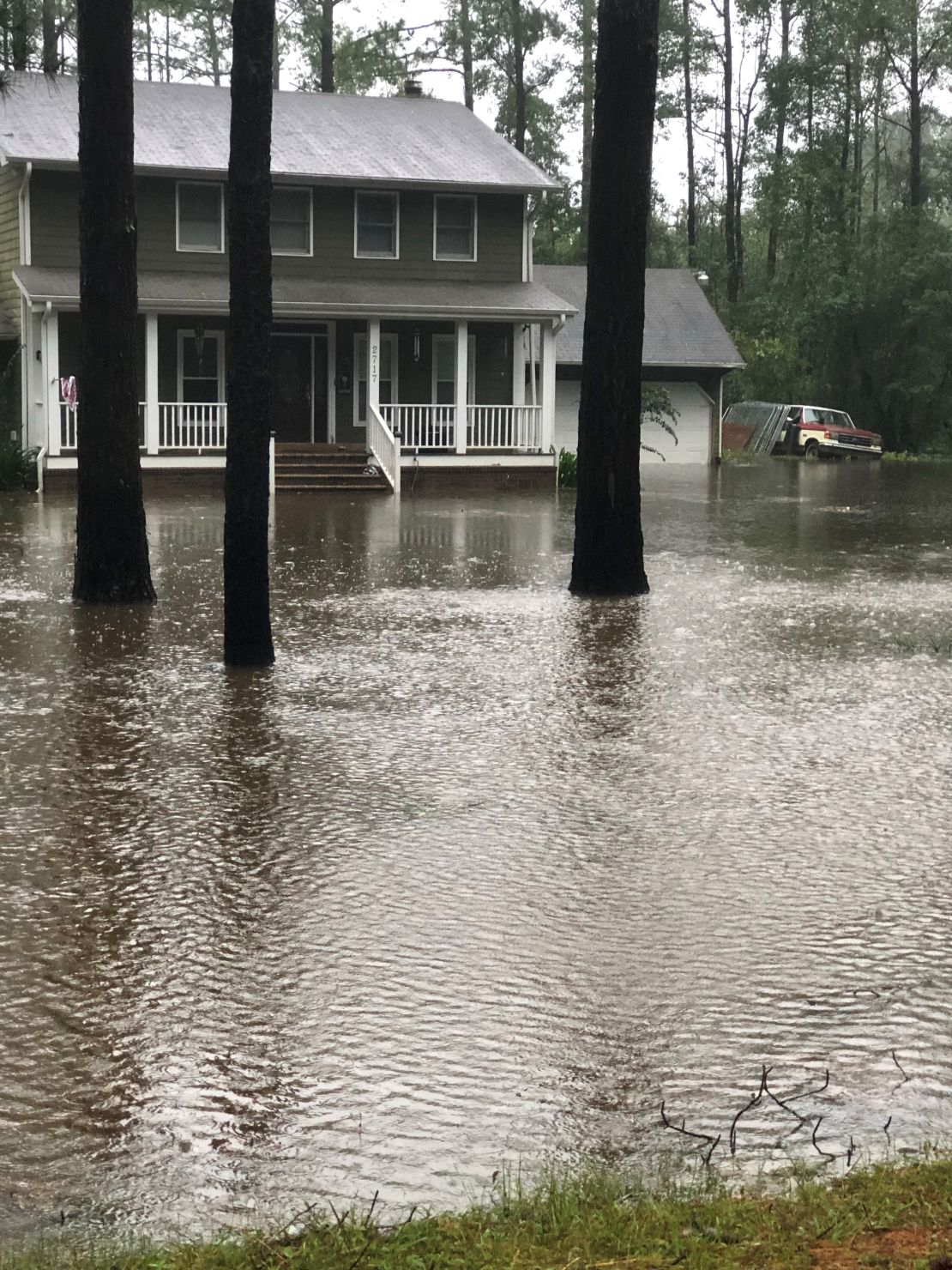 Water rises Saturday in Conway, South Carolina, near the Waccamaw River.