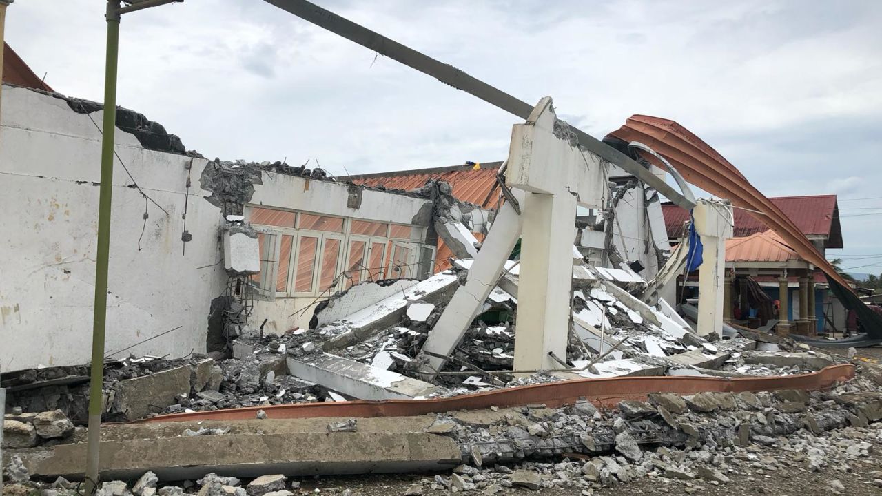 The village gymnasium in Buguey after Typhoon Mangkhut hit on Saturday.