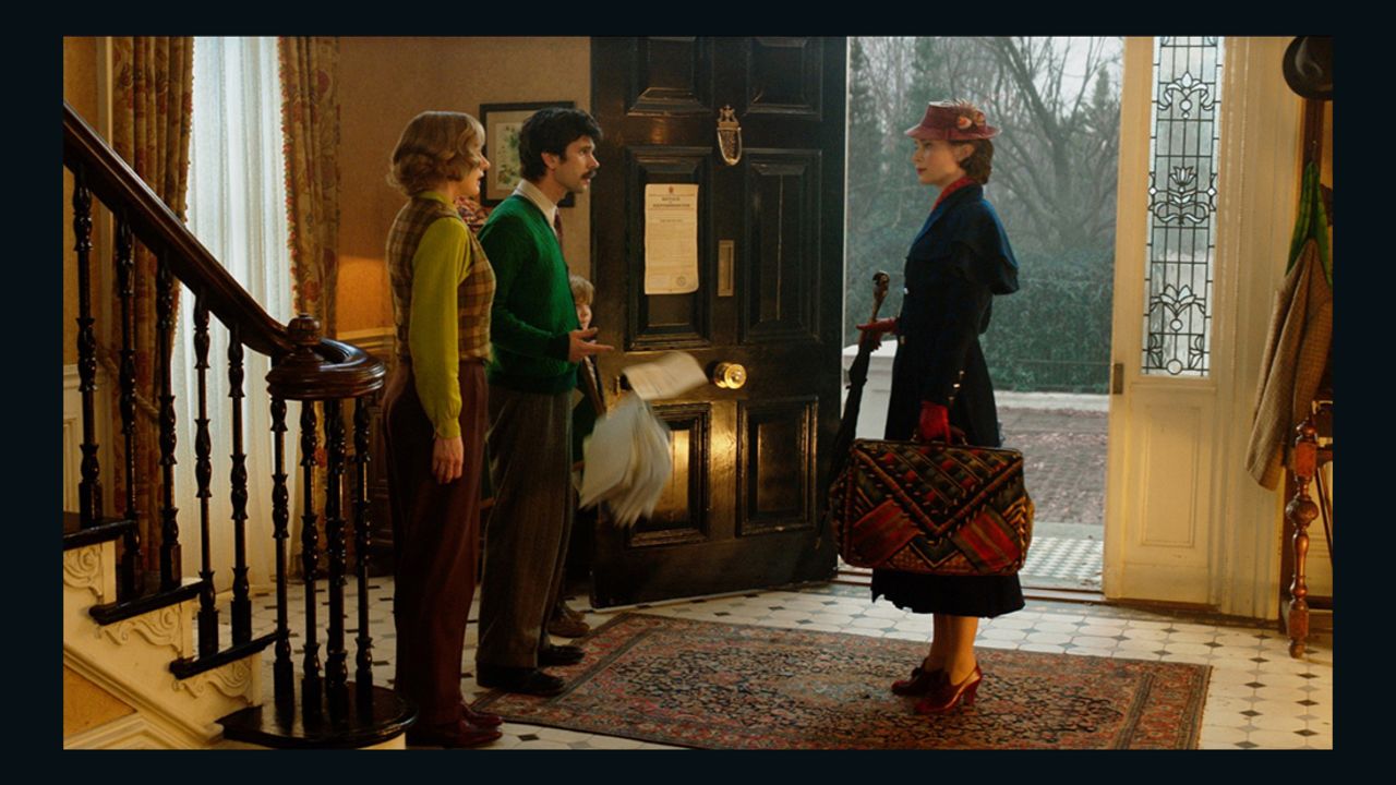 Emily Blunt, Emily Mortimer and Ben Whishaw in 'Mary Poppins Returns'