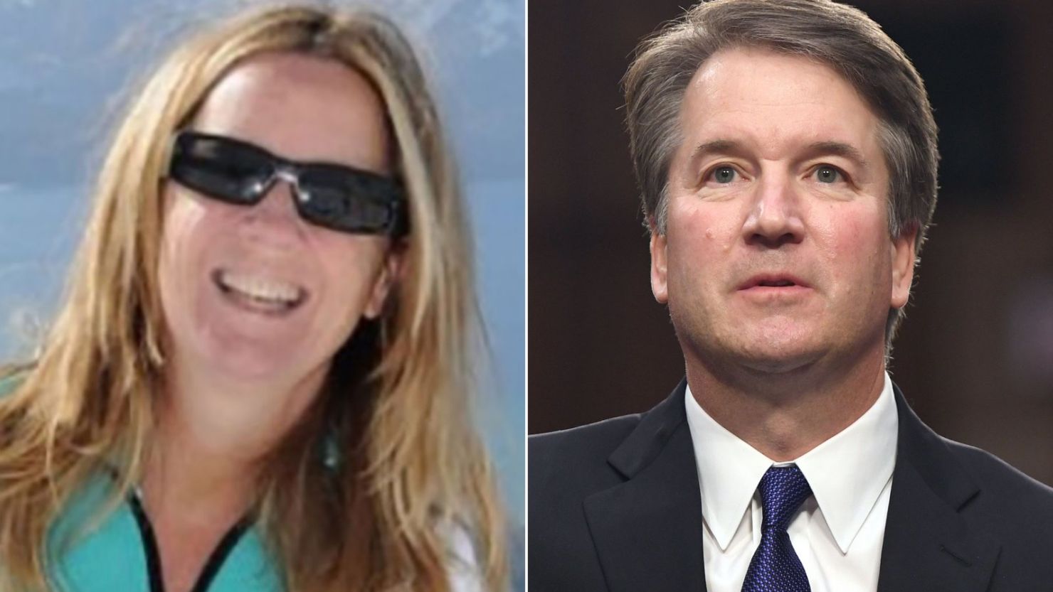 Christine Blasey Ford shown next to Supreme Court nominee Brett Kavanaugh.
