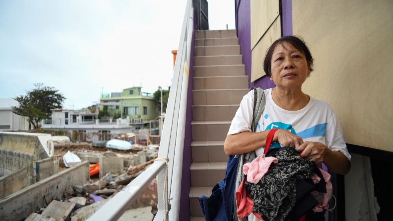 Shek O resident 65-year-old Betty Tsang returned to her home Monday morning to find that it had flooded.