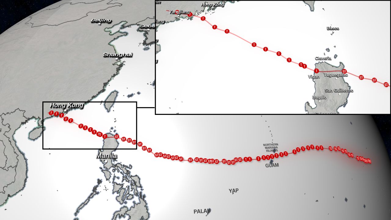 Typhoon Mangkhut's path from September 6 - 17, 2018. 