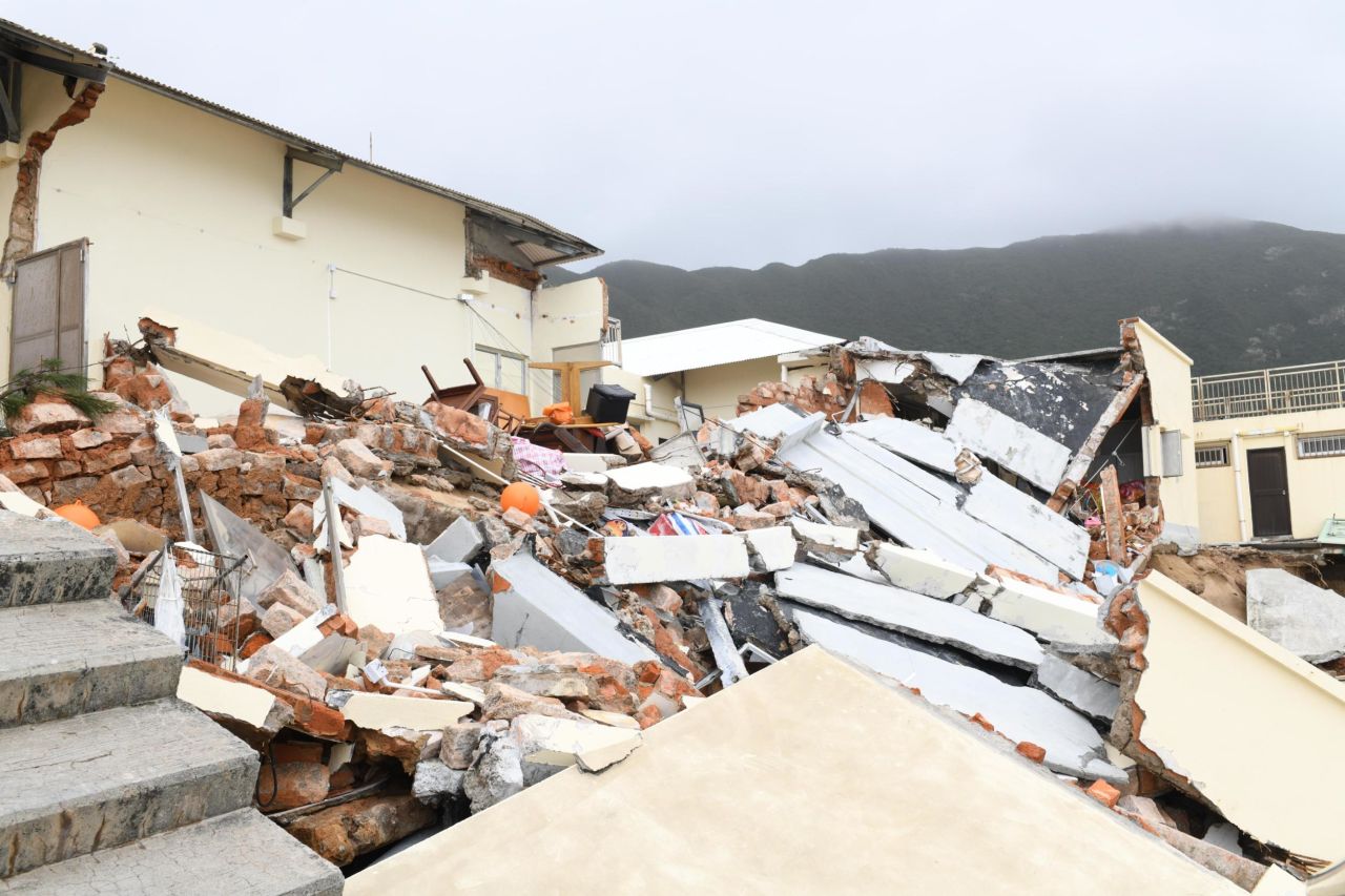 A former school in the Hong Kong village of Shek O was destroyed by Typhoon Mangkhut. 