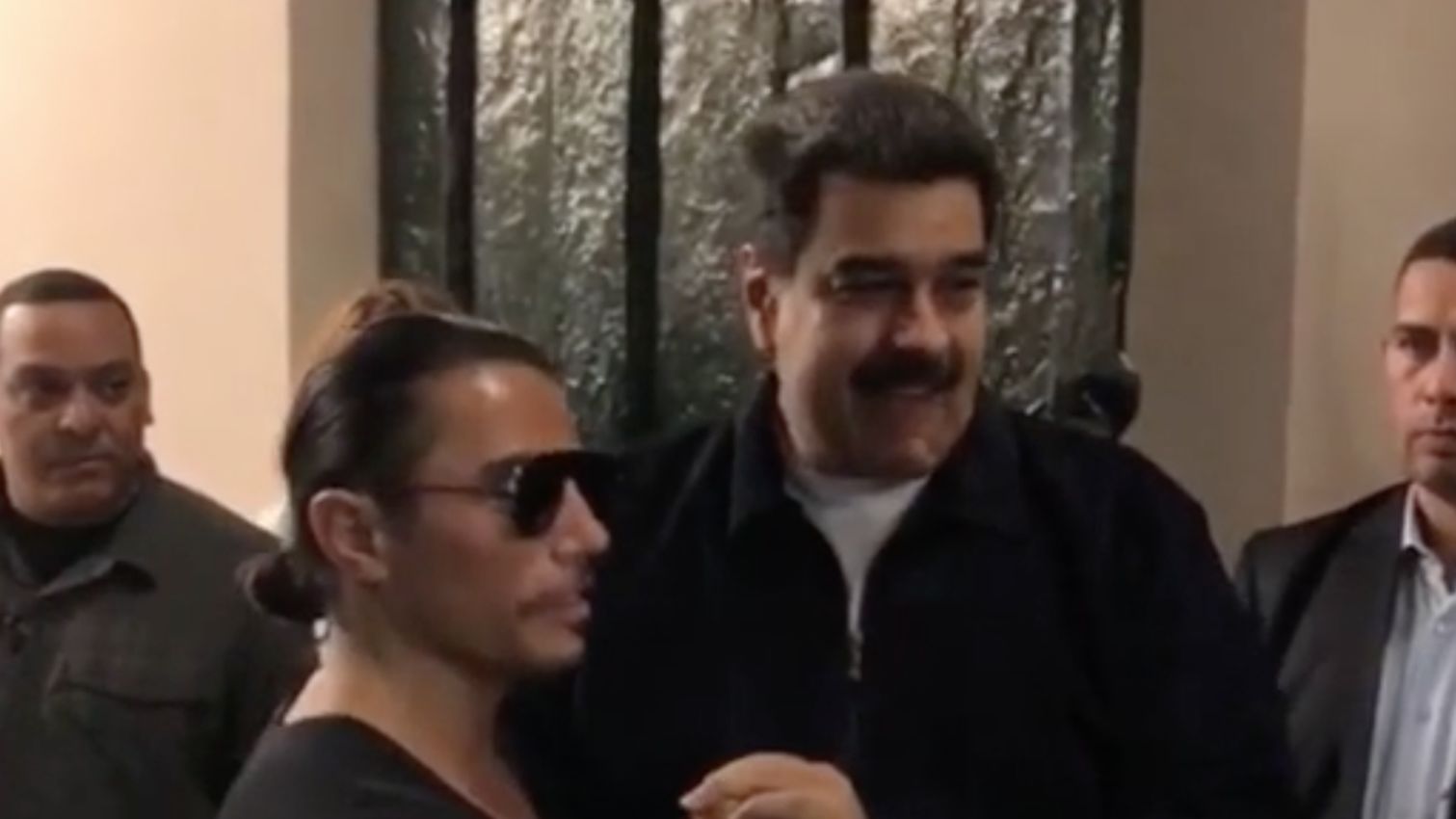 Venezuelan President Nicolas Maduro spotted with Turkish celebrity chef Nusret Gökçe, known as "Salt Bae," at one of his Istanbul restaurants.