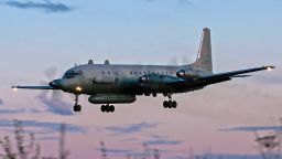 A photo taken on July 23, 2006 shows an Russian IL-20M (Ilyushin 20m) plane landing at an unknown location. - Russia blamed Israel on September 18, 2018 for the loss of a military IL-20M jet to Syrian fire, which killed all 15 servicemen on board, and threatened a response. Israeli pilots carrying out attacks on Syrian targets "used the Russian plane as a cover, exposing it to fire from Syrian air defences," a statement by the Russian military said. (Photo by Nikita SHCHYUKIN / AFP)        (Photo credit should read NIKITA SHCHYUKIN/AFP/Getty Images)