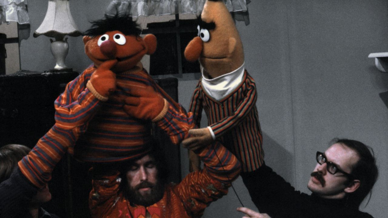 Daniel Seagren, Jim Henson and Frank Oz with Ernie and Bert in 1970.