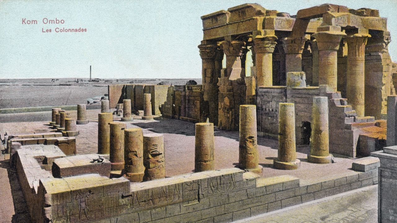 <strong>Kom Ombo: </strong>Pictured here in a postcard from 1910, Kom Ombo is an unusual ancient temple dedicated to two deities -- crocodile god Sobek and falcon god Haroeris.