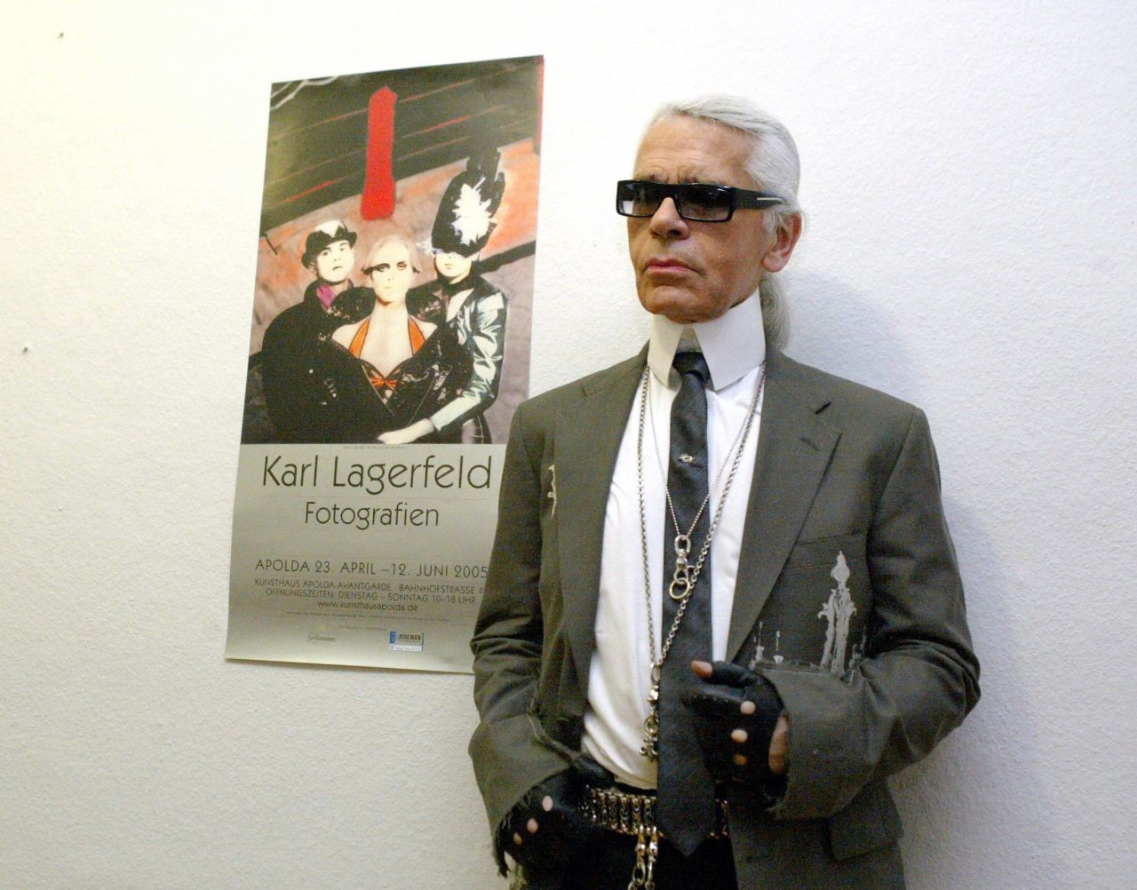 Lagerfeld at the opening of his exhibition "Karl Lagerfeld - Photografies" in Apolda, Germany.