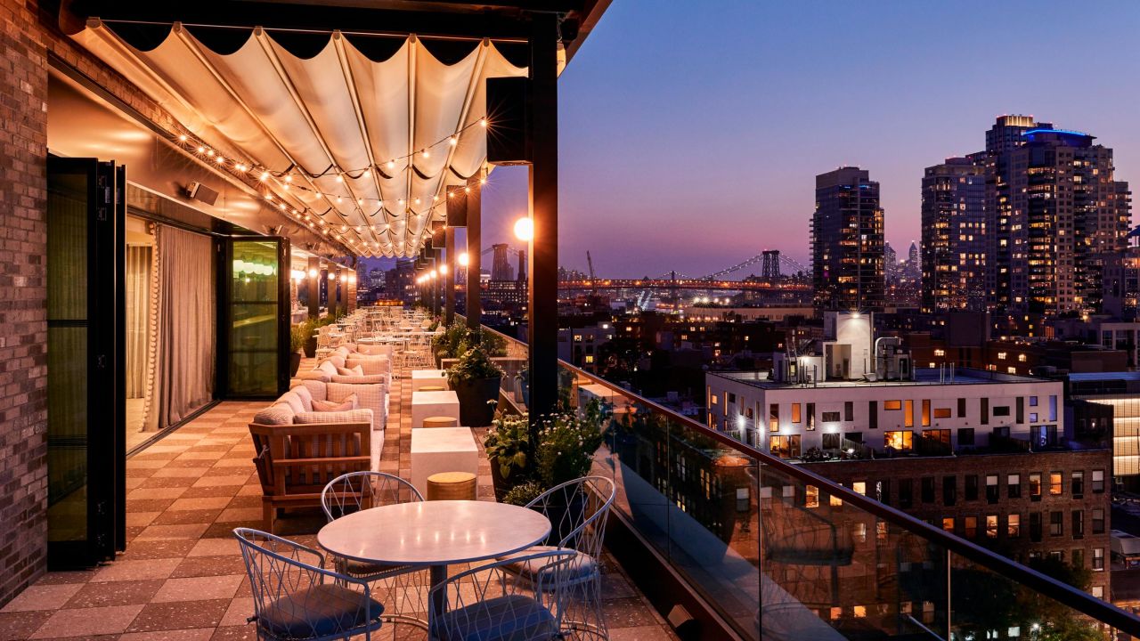 <strong>The Hoxton Williamsburg:</strong> Summerly is the appropriately-named rooftop restaurant with a panoramic terrace. In winter you can stay warm with outdoor heaters.