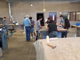 Gino Perez's wood and metal shop class at Valley High School in Albuquerque, New Mexico.
