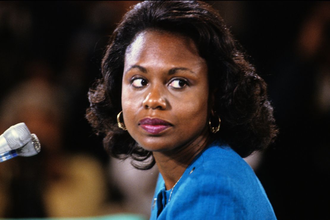 Anita F. Hill testifies in 1991.  