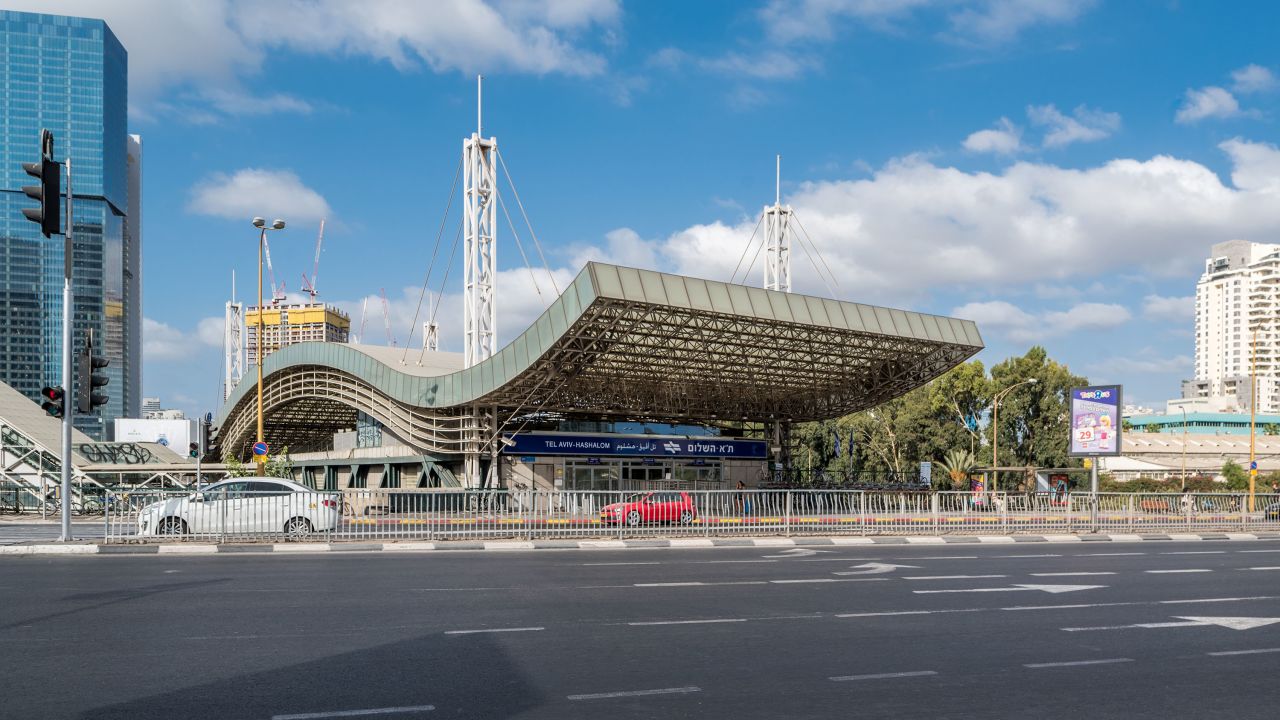 Tel Aviv Hashalom railway station is pictured on September 22, 2017.