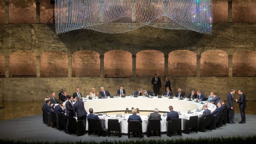 Participants of the EU Informal Summit of Heads of State or Government in Salzburg Austria attend a dinner at the Felsenreitschule on September 19, 2018. (Photo by GEORG HOCHMUTH / APA / AFP) / Austria OUT        (Photo credit should read GEORG HOCHMUTH/AFP/Getty Images)