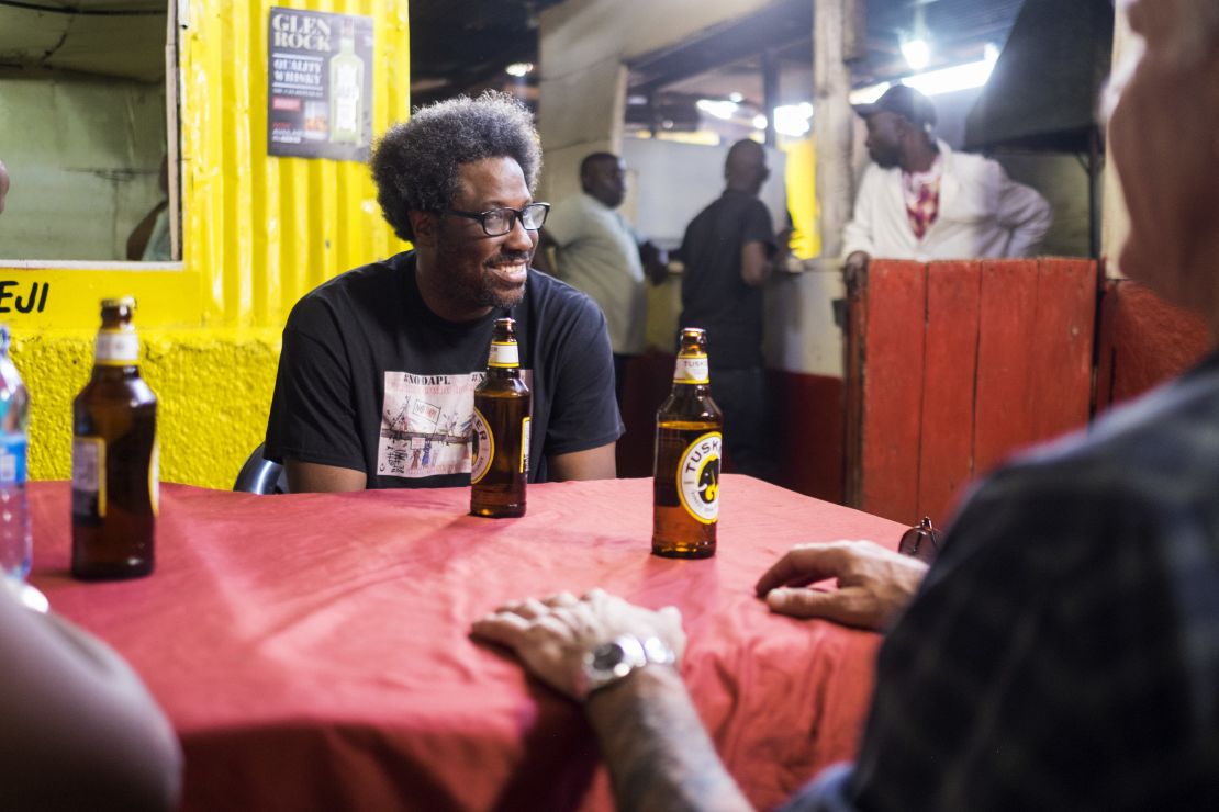 Nairobi, Kenya: Tony and Kamau enjoy beers at a local restaurant. Kamau says that the two spent a lot of off-screen time together while on location too.