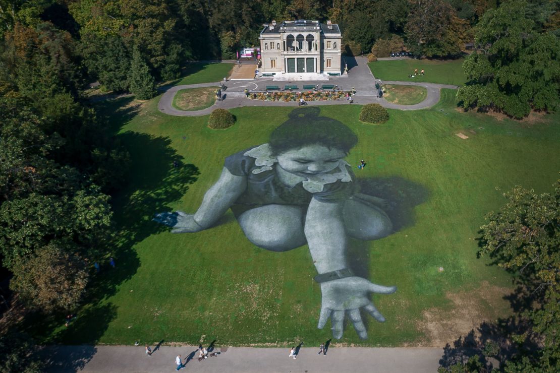 The giant artwork covers 5,000 square meters and was produced with biodegradable paints made from natural pigments.