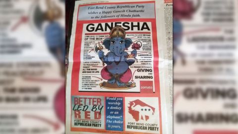 The India Herald, a Texas news outlet, published this ad by the Fort Bend County Republicans.