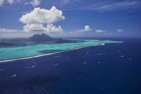 Bertrand Duquenne took this long shot of the Tahiti Pearl Regatta in Bora-Bora from an airplane. "When you see these kind of pictures from the window of your day office, you think you're lucky," he says.