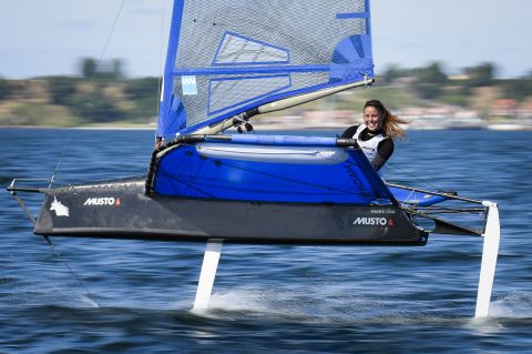 Martina Orsini photographed Franziska Maege as she flew above the water during the Moth European Championship in Sweden.  "[Maege] is a true role model, always smiling as she competes and showing her love for foiling," says Orsini.