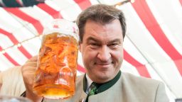 ABENSBERG, GERMANY - SEPTEMBER 03: Markus Soeder, Governor of Bavaria and lead candidate of the Bavarian Social Union (CSU), attends the annual gathering of politicians in beer tents at the Gillamoos folk fest on September 3, 2018 in Abensberg, Germany. Bavaria will hold state elections on October 14. 