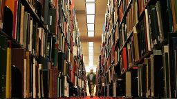 A man browses through books at the Cecil H. Green on the Stanford University Campus December 17, 2004 in Stanford, California.