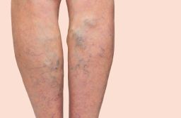 Varicose veins in a woman's legs.