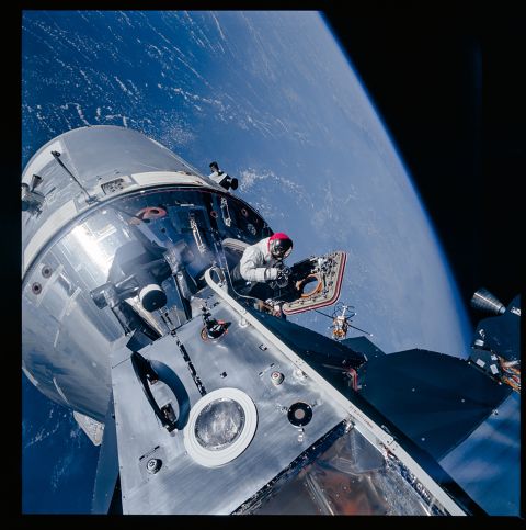 Over 1,400 images were taken during the ninth Apollo mission, shown in the picture. 