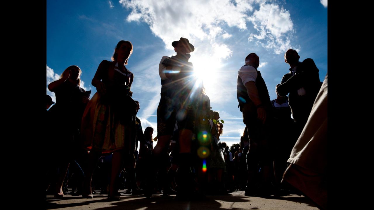 Visitors gather for Oktoberfest in Munich on September 22.