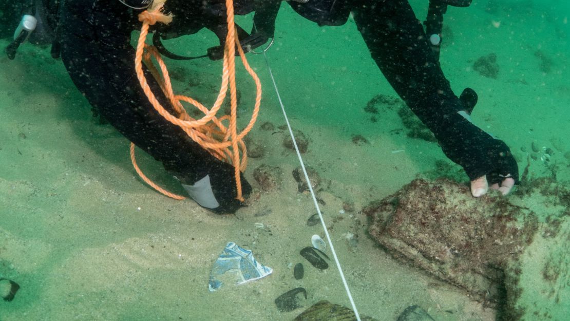 Divers found spices, ceramics and shells at the wreck.