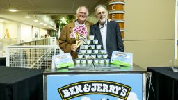Garden City, N.Y.: Ben Cohen and Jerry Greenfield, co-founders of the Ben & Jerry's ice cream company at Performing Arts Center, Westermann Stage, Concert Hall at Adelphi University, in Garden City, New York on September 12, 2018. (Photo by Marisol Diaz-Gordon/Newsday via Getty Images)