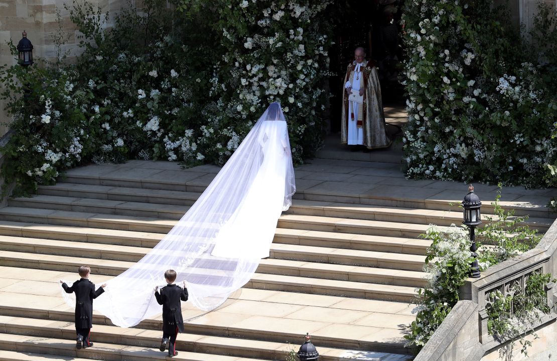 Meghan arrives for her wedding to Prince Harry at St. George's Chapel, Windsor Castle on May 19. 