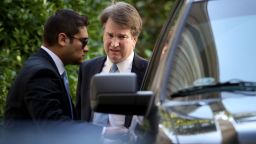 Supreme Court nominee Judge Brett Kavanaugh (R) leaves his home September 19, 2018 in Chevy Chase, Maryland. Kavanaugh is scheduled to appear again before the Senate Judiciary Committee next Monday following allegations that have endangered his appointment to the Supreme Court.  (Photo by Win McNamee/Getty Images)