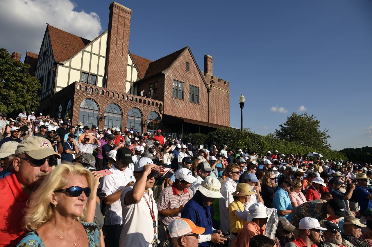 Fans watch the second round of the Tour Championship on Friday.