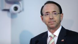WASHINGTON, DC - AUGUST 30:  U.S. Deputy Attorney General Rod Rosenstein delivers remarks during the Bureau of Justice Assistance's 'Fentanyl: The Real Deal' video release event at the Office of Justice Programs August 30, 2018 in Washington, DC. As U.S. President Donald Trump continues to openly criticize Attorney General Jeff Sessions over his recusing himself from the investigation into Russian meddling in the 2016 presidential election, Rosenstein has defended the Justice Department's actions and special counsel Robert Mueller.  (Photo by Chip Somodevilla/Getty Images)