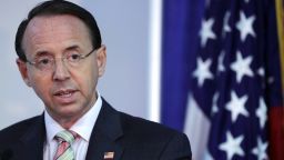 WASHINGTON, DC - AUGUST 30:  U.S. Deputy Attorney General Rod Rosenstein delivers remarks during the Bureau of Justice Assistance's 'Fentanyl: The Real Deal' video release event at the Office of Justice Programs August 30, 2018 in Washington, DC. As U.S. President Donald Trump continues to openly criticise Attorney General Jeff Sessions over his recusing himself from the investigation into Russian meddling in the 2016 presidential election, Rosenstein has defended the Justice Department's actions and special counsel Robert Mueller.  (Photo by Chip Somodevilla/Getty Images)