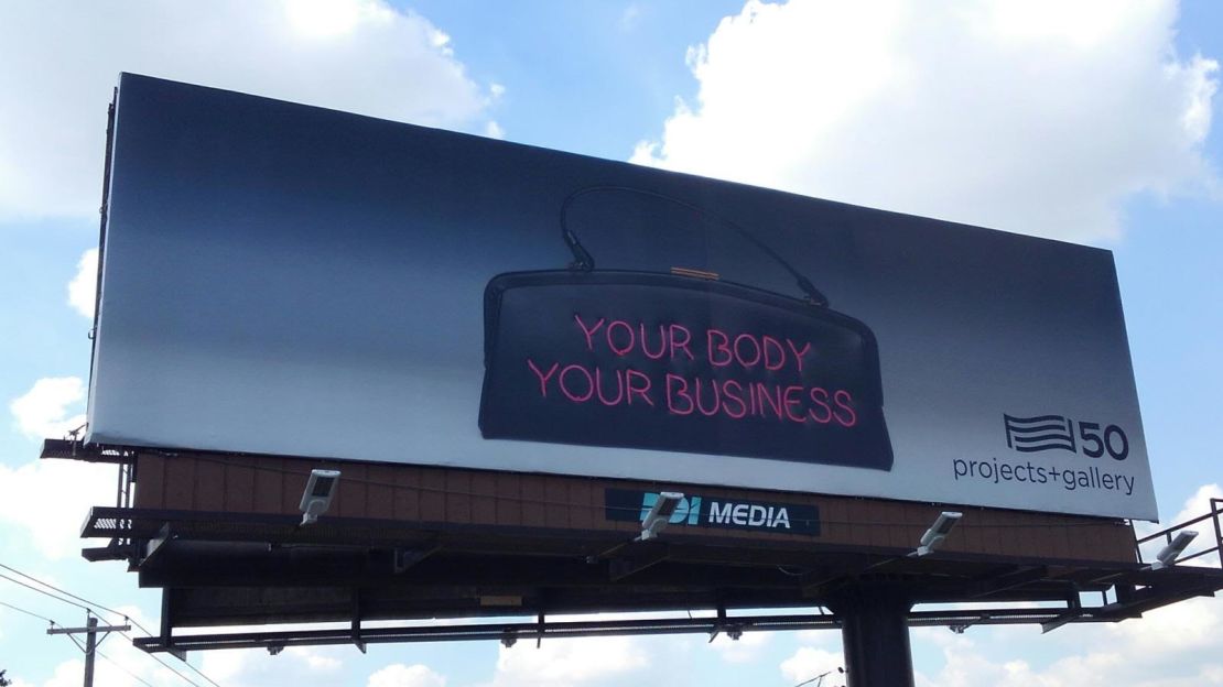 A billboard by Swedish-American artist, Michele Pred, unveiled last week in St. Louis, Missouri.