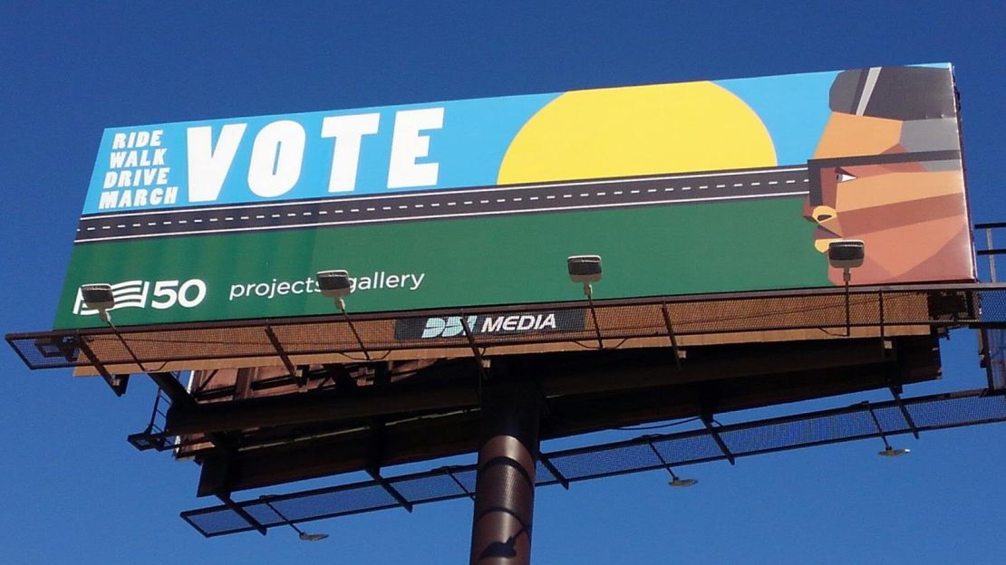 A billboard by multidisciplinary artist, Derrick Adams, unveiled last week in St. Louis, Missouri.