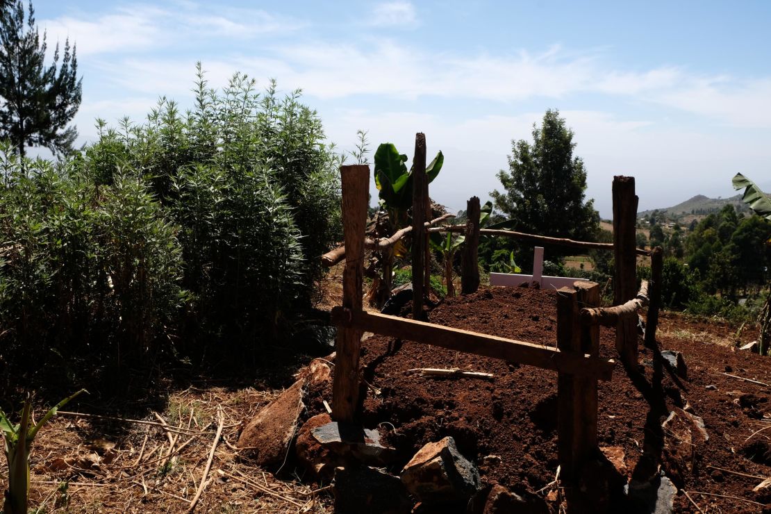The graves of Emily's mother and father who both died of oesophageal cancer within a few years of each other, outside Iten in western Kenya.