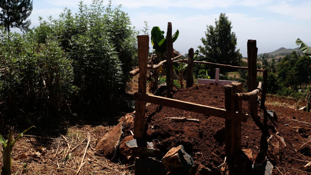 The graves of Emily's mother and father who both died of oesophageal cancer within a few years of each other, outside Iten in western Kenya.