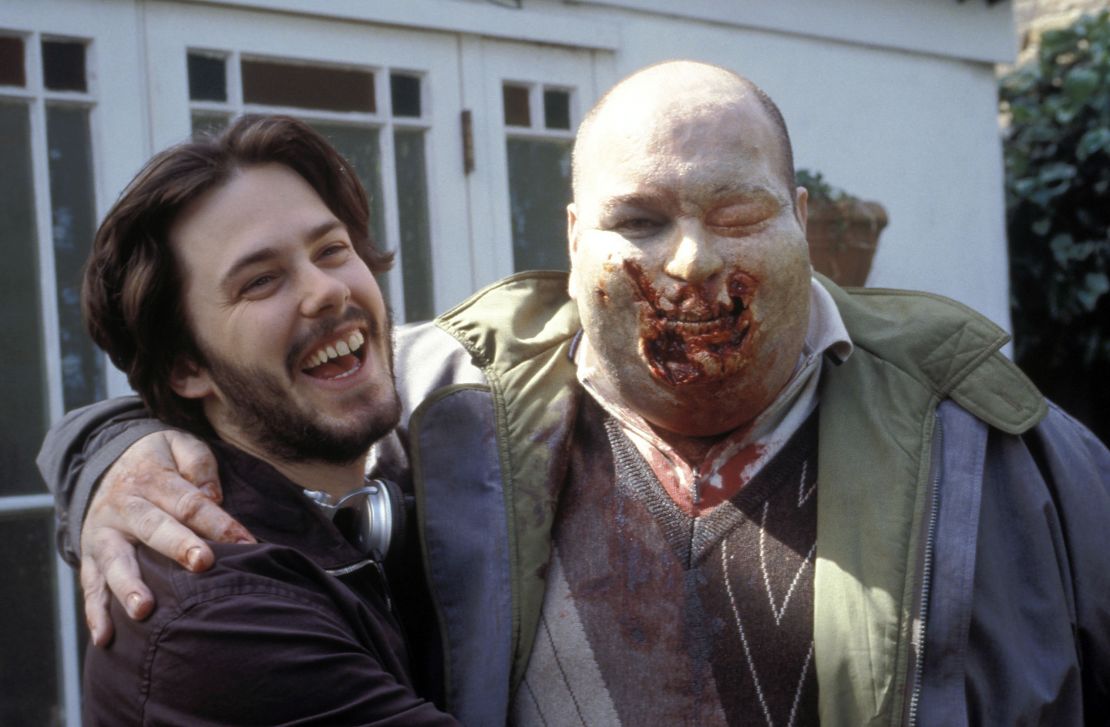 Edgar Wright (left) on the set of "Shaun Of The Dead" (2004).