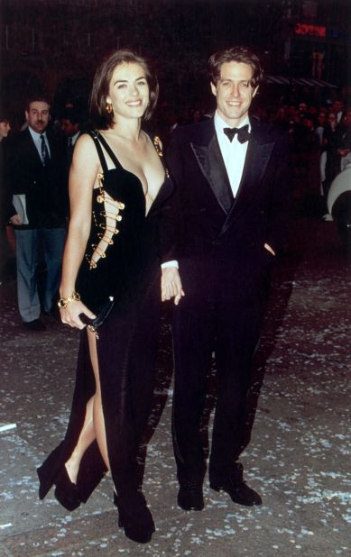Elizabeth Hurley and Hugh Grant at the London premiere of "Four Weddings and a Funeral" in 1994.