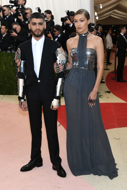 Gigi Hadid and Zayn Malik attend the Met Gala marking the opening of "Manus x Machina: Fashion In An Age Of Technology" in 2016. 