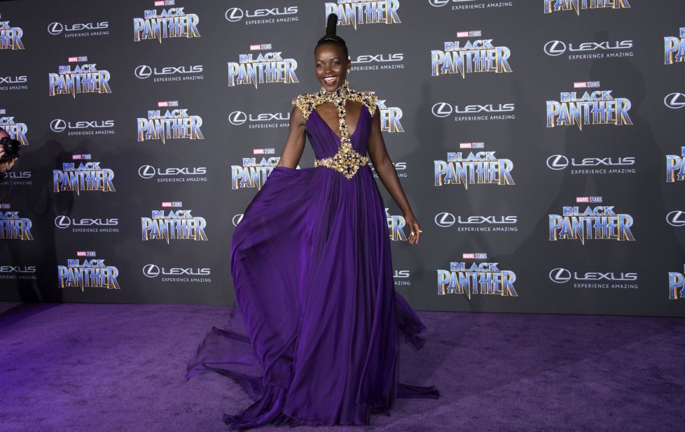 Lupita Nyong'o at the Black Panther world premiere in January 2018. 