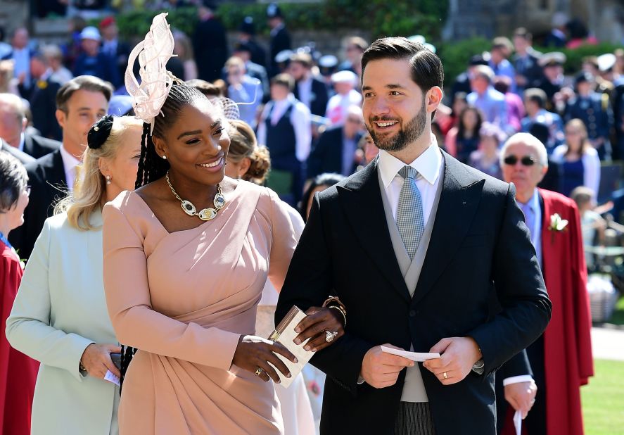 Serena Williams (here with husband Alexis Ohanian) arrives at the wedding ceremony of Prince Harry, Duke of Sussex, and Meghan Markle, Duchess of Sussex.