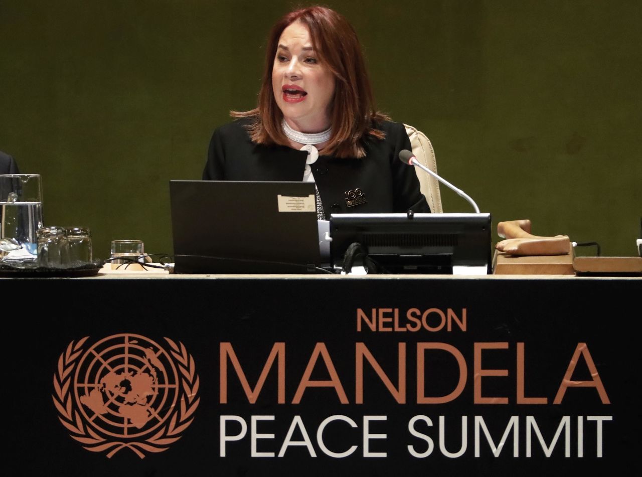 Espinosa speaks during the Mandela Peace Summit on Monday. "Few people in the history of our world have left such an incredible mark on humanity," she said.