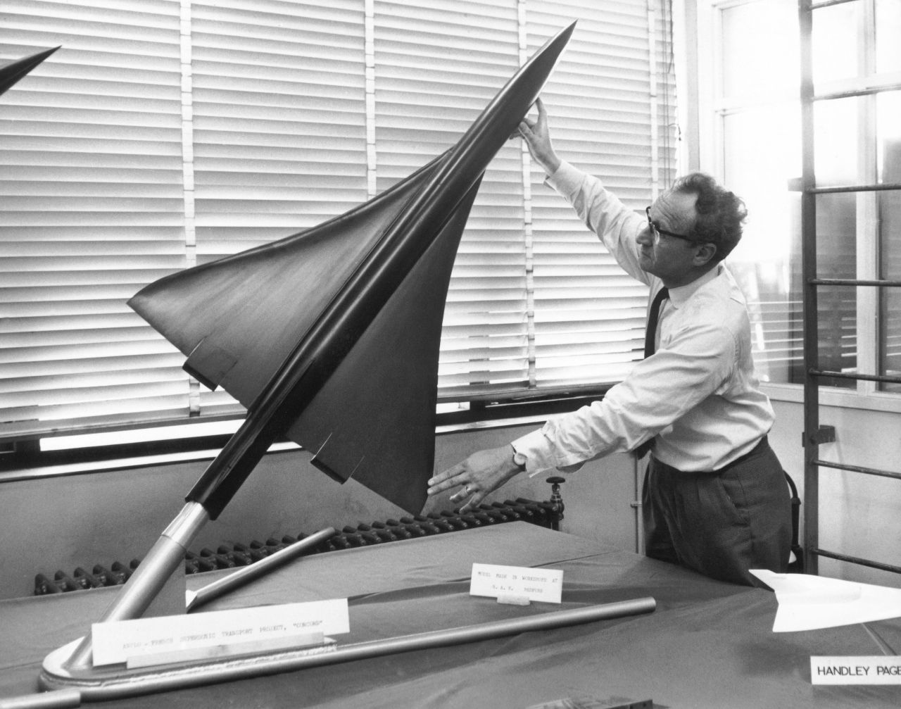 A new book titled "Supersonic" fondly showcases the design and lifestyle of Concorde, a superbly engineered machine from a futuristic past. This image from the Royal Aircraft Establishment in Bedford shows a scale model of the supersonic airliner in 1964.