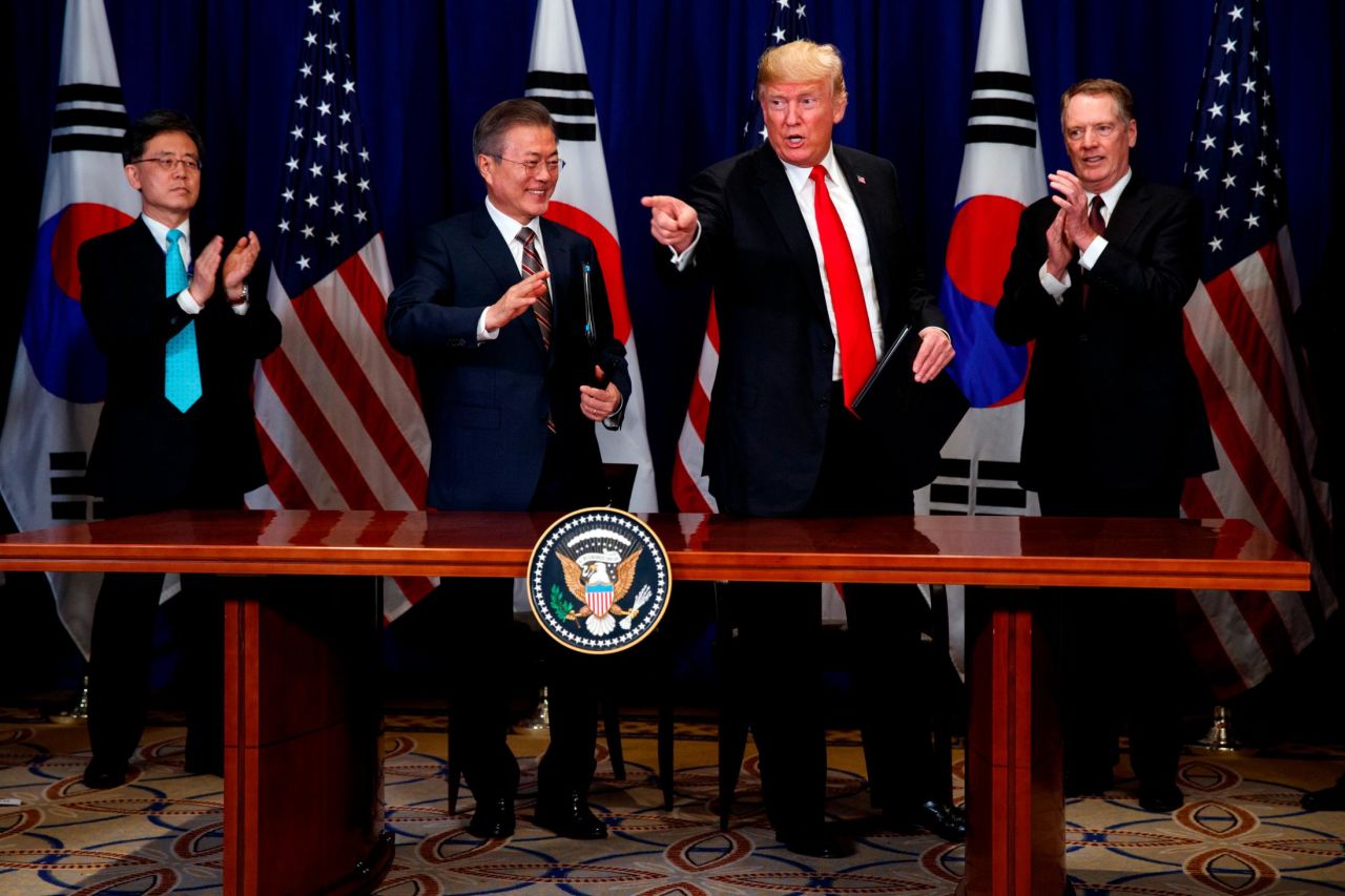 Trump and South Korean President Moon Jae-in signed <a href="https://money.cnn.com/2018/03/27/news/economy/us-south-korea-trade-deal/index.html" target="_blank">a new trade deal</a> on Monday.