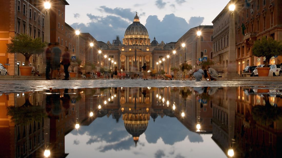 <strong>Rome: </strong>What's more spectacular than St Peter's Basilica? Two St Peter's Basilicas. Photographer Tiziana Fabi caught this reflection in a puddle in September. <br />