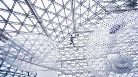 <strong>Düsseldorf, Germany:</strong> Tomás Saraceno's art installation "in orbit" is on permanent display at the K21 Standehaus art museum. <br />