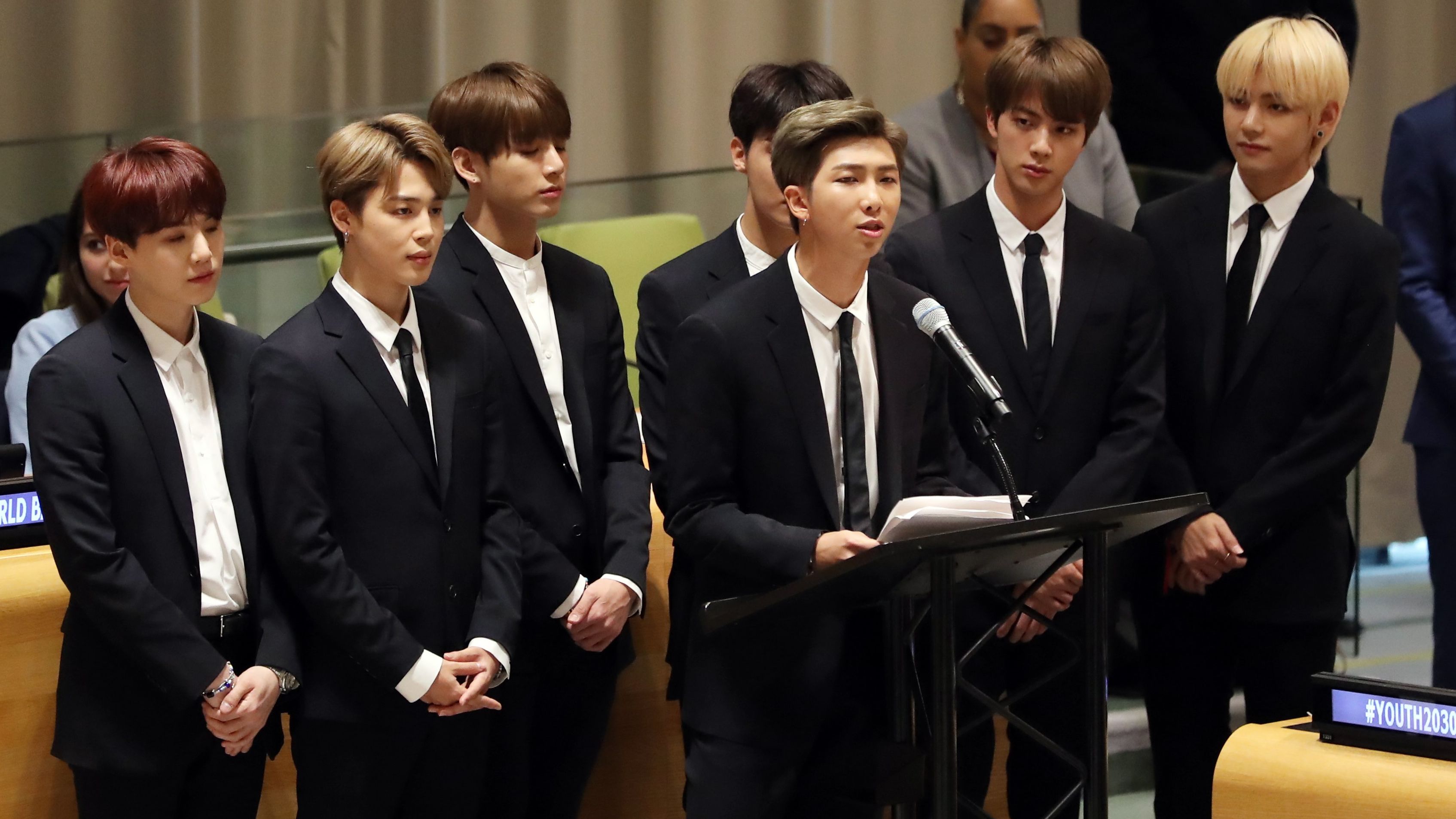 RM, the leader of the South Korean boy band BTS, announces the launch of "Generation Unlimited," a UNICEF youth campaign aimed at promoting education, training and employment. 